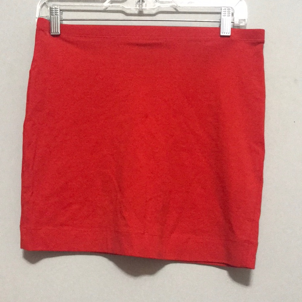 Red Basic Cotton Mini Skirt